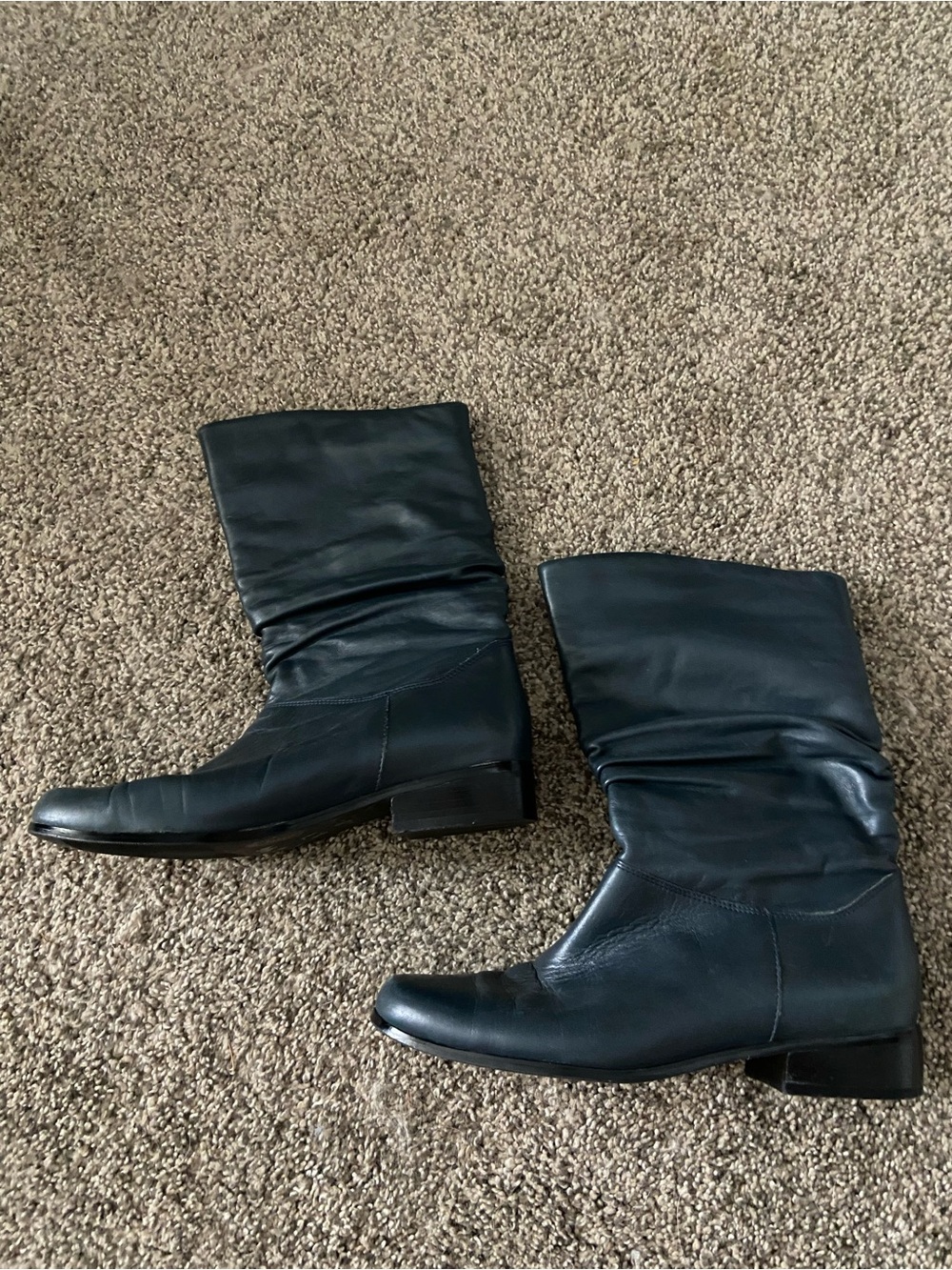 Classic Black Mid-Calf Leather Women's Boots